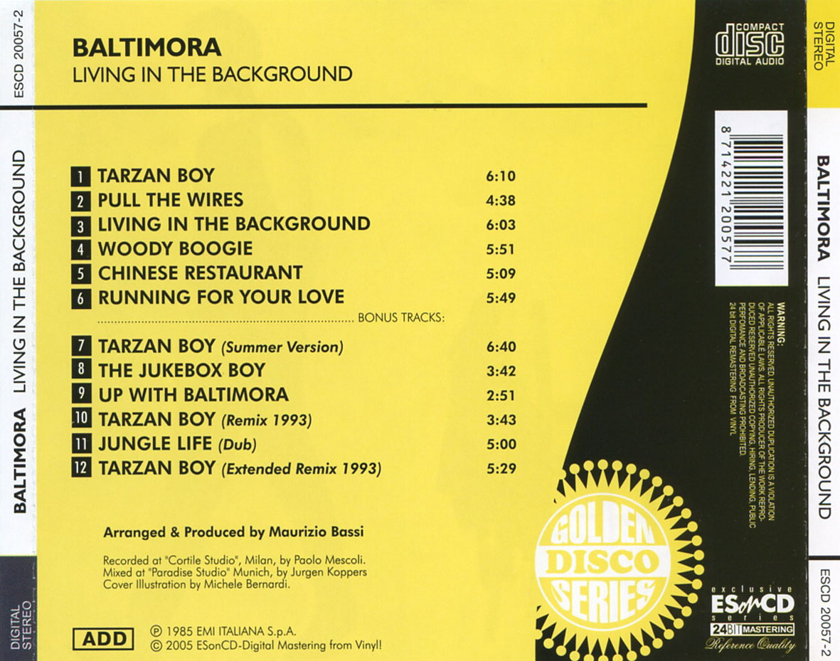 Cartula Trasera de Baltimora - Living In The Background (2005)