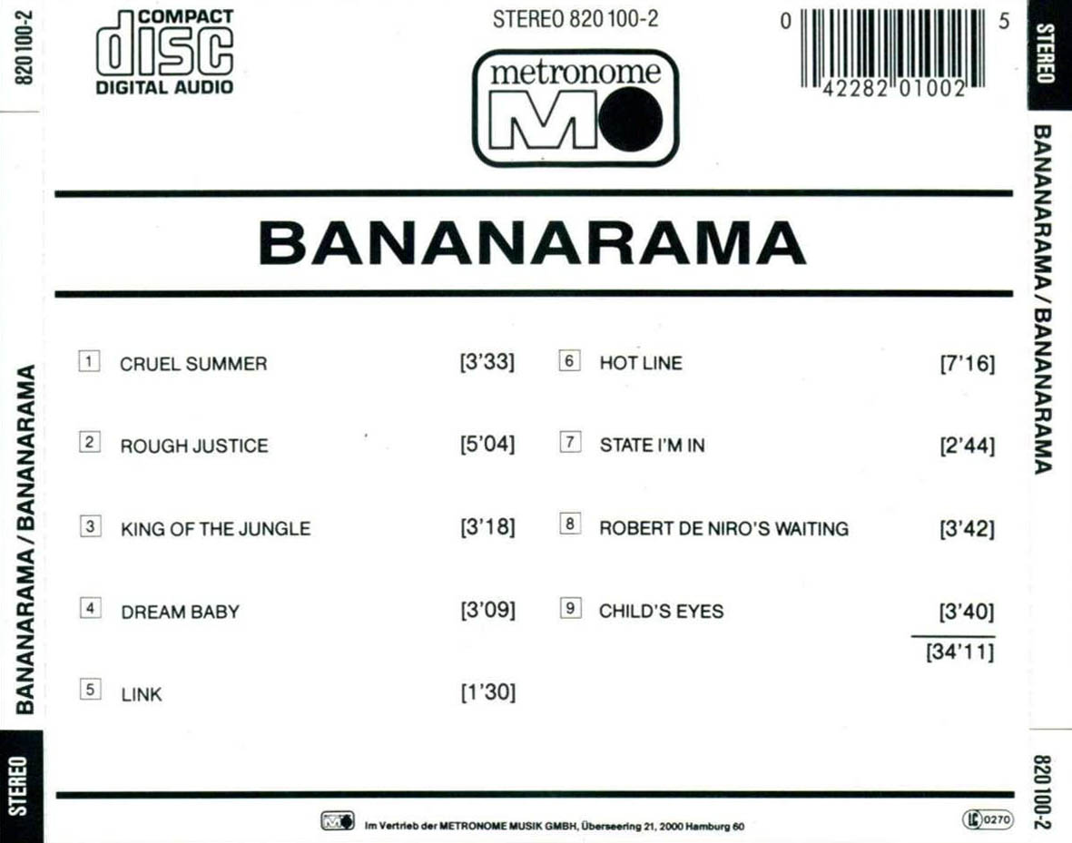 Cartula Trasera de Bananarama - Bananarama
