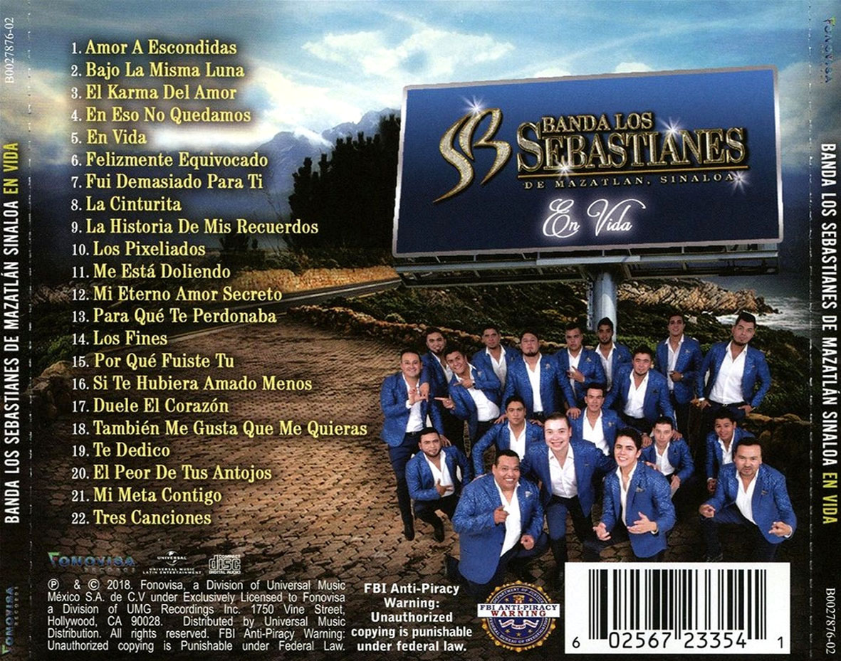 Cartula Trasera de Banda Los Sebastianes - En Vida