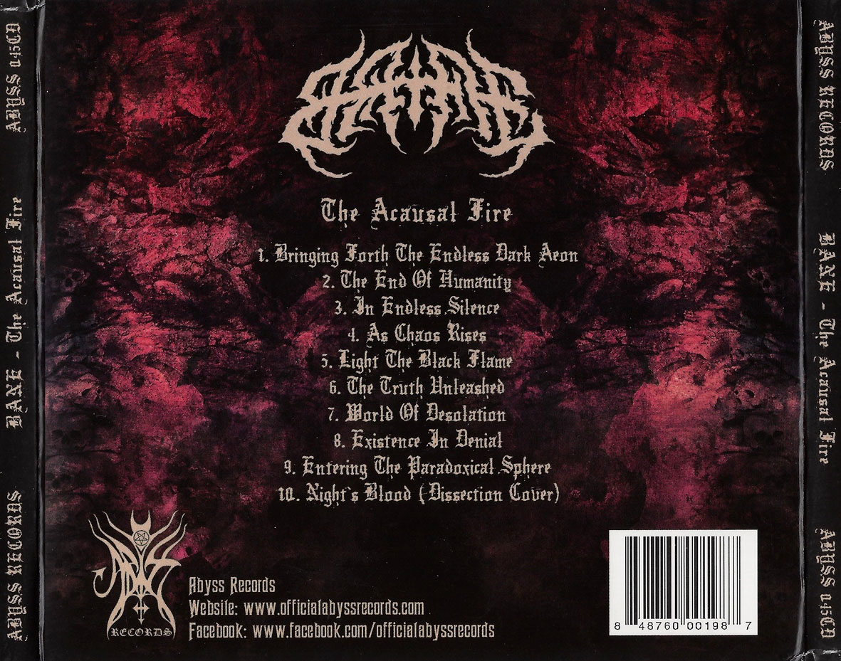 Cartula Trasera de Bane - The Acausal Fire