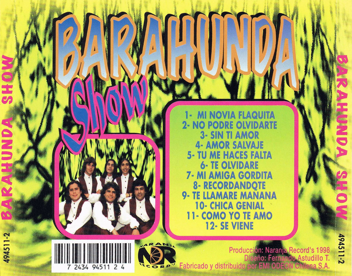 Cartula Trasera de Barahunda Show - Mi Novia Flaquita