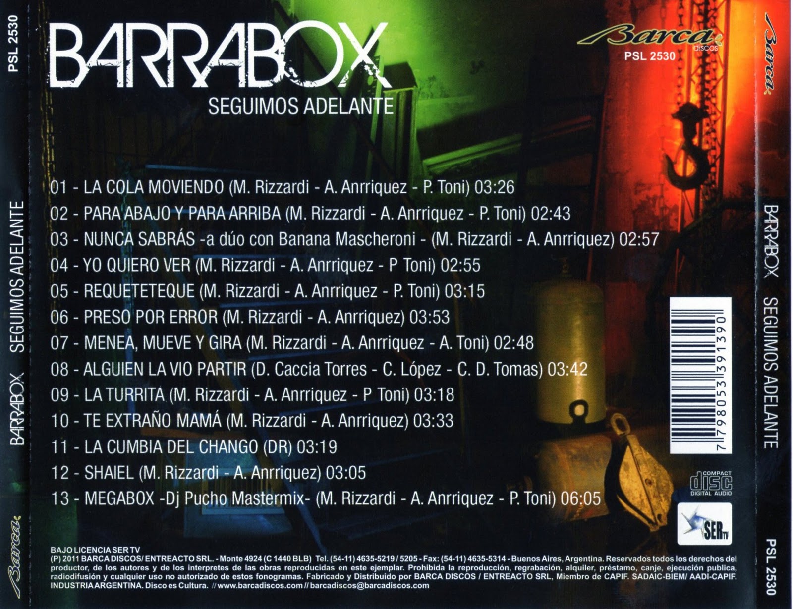 Cartula Trasera de Barrabox - Seguimos Adelante