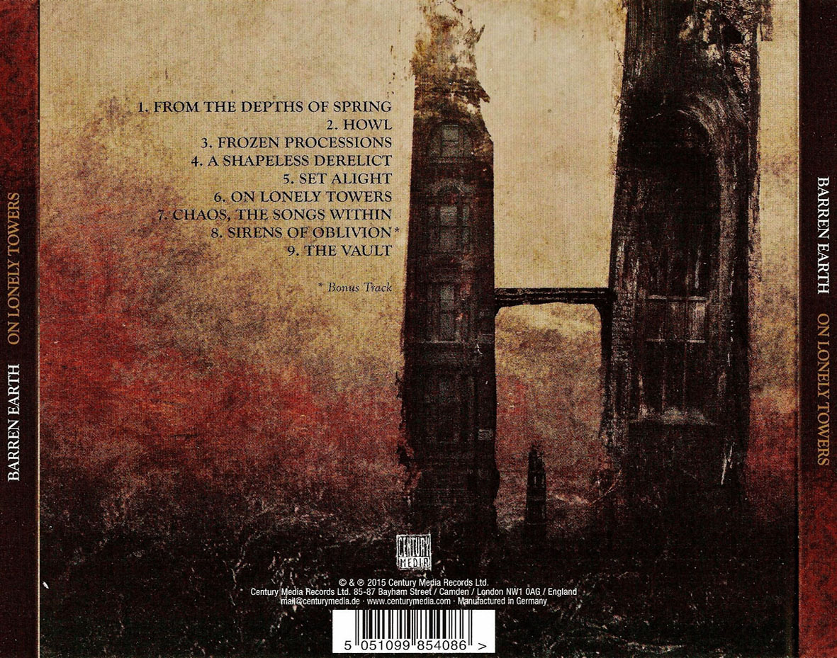 Cartula Trasera de Barren Earth - On Lonely Towers (Limited Edition)