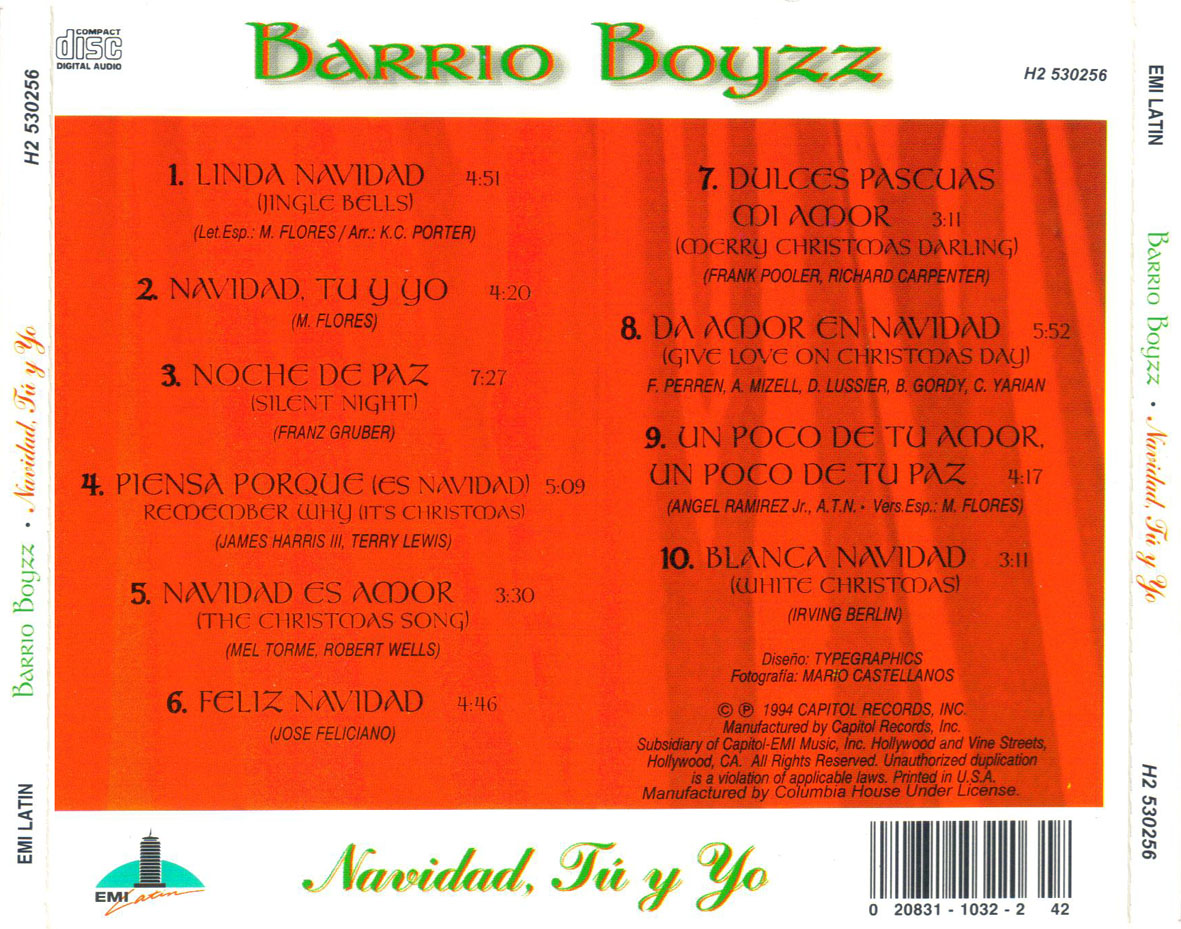 Cartula Trasera de Barrio Boyzz - Navidad Tu Y Yo