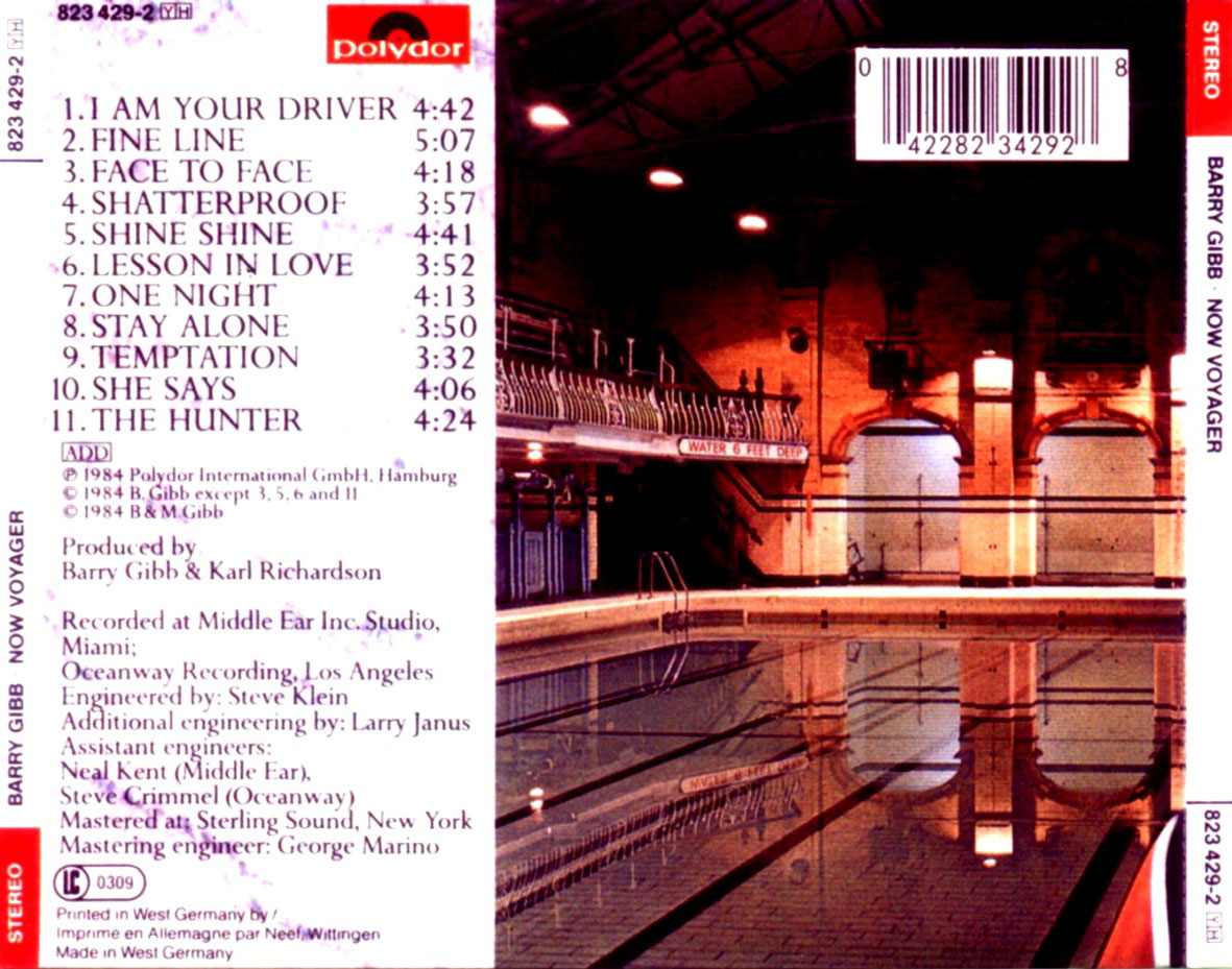 Cartula Trasera de Barry Gibb - Now Voyager