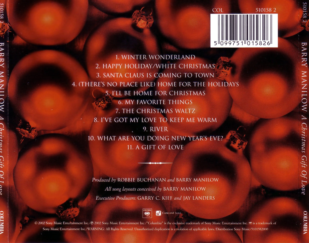 Cartula Trasera de Barry Manilow - A Christmas Gift Of Love