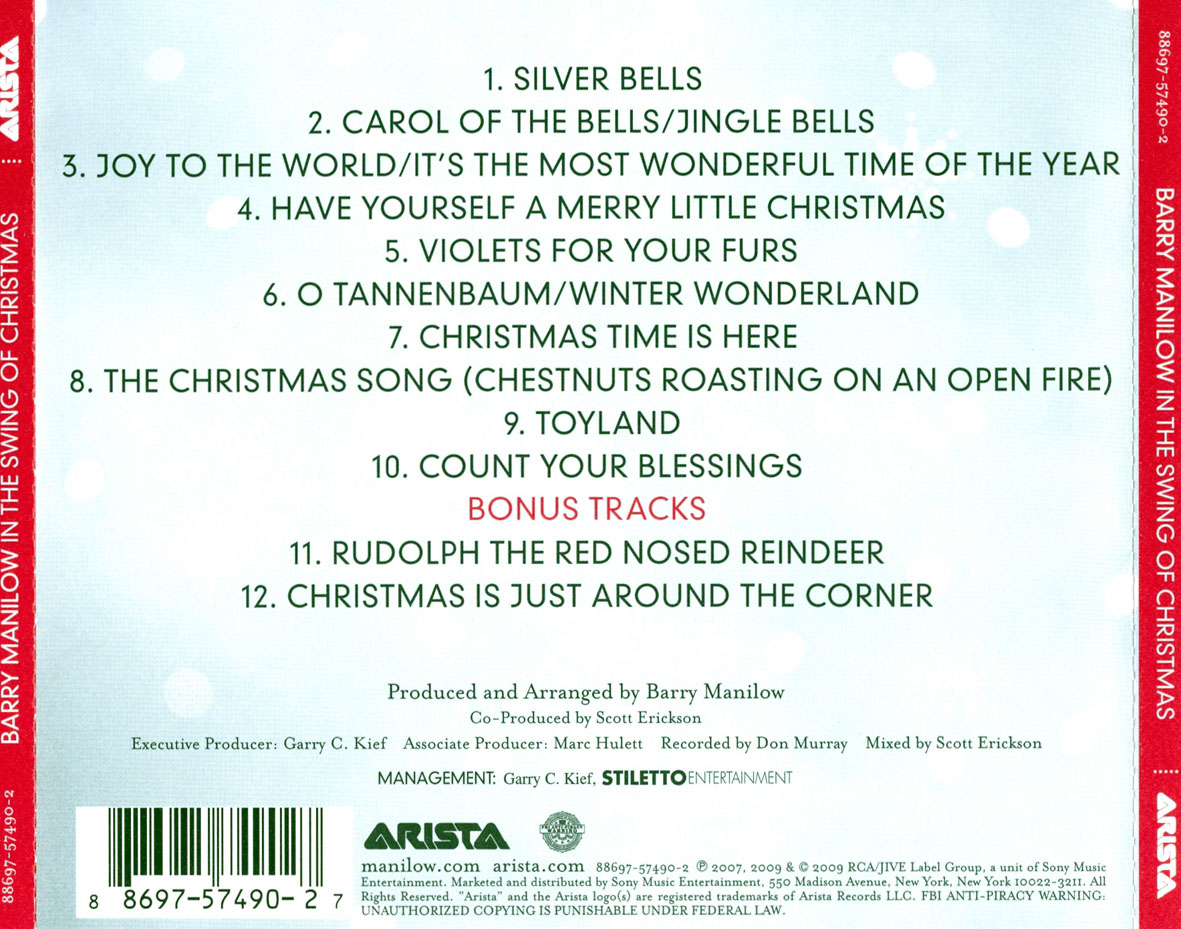 Cartula Trasera de Barry Manilow - In The Swing Of Christmas