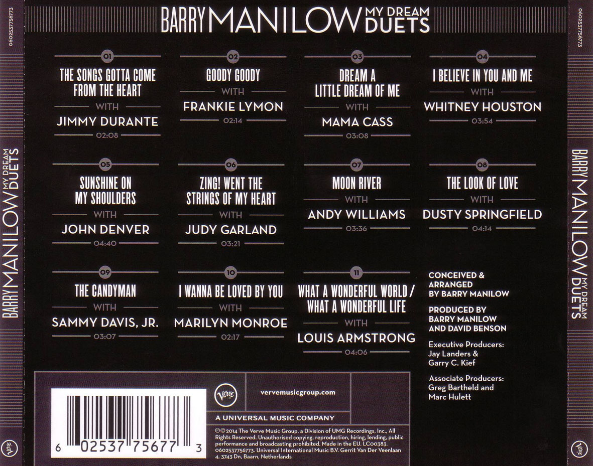 Cartula Trasera de Barry Manilow - My Dream Duets