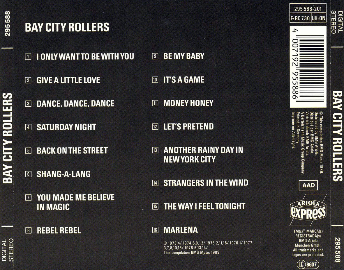 Cartula Trasera de Bay City Rollers - Bay City Rollers