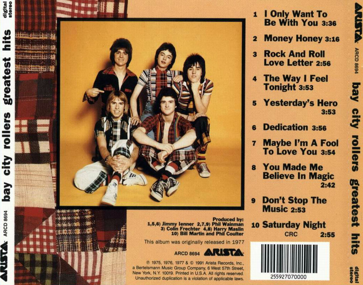 Cartula Trasera de Bay City Rollers - Greatest Hits