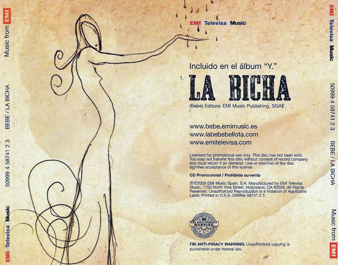 Cartula Trasera de Bebe - La Bicha (Cd Single)
