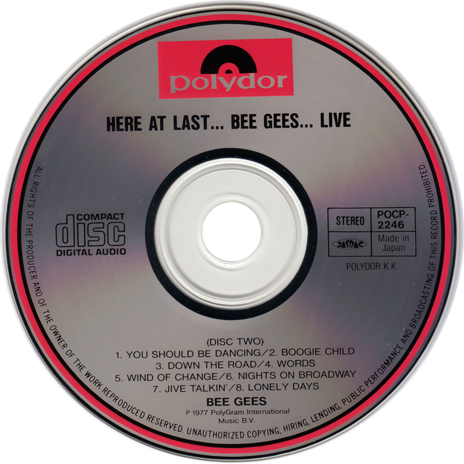 Cartula Cd2 de Bee Gees - Here At Last Bee Gees Live
