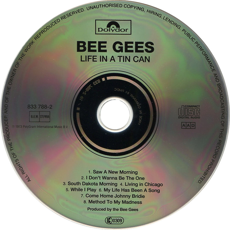 Cartula Cd de Bee Gees - Life In A Tin Can