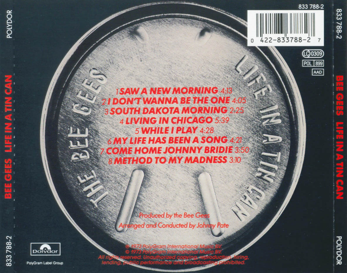 Cartula Trasera de Bee Gees - Life In A Tin Can
