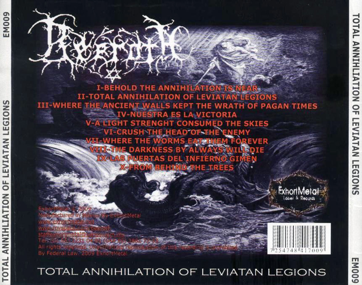 Cartula Trasera de Beeroth - Total Annihilation Of Leviatan Legion