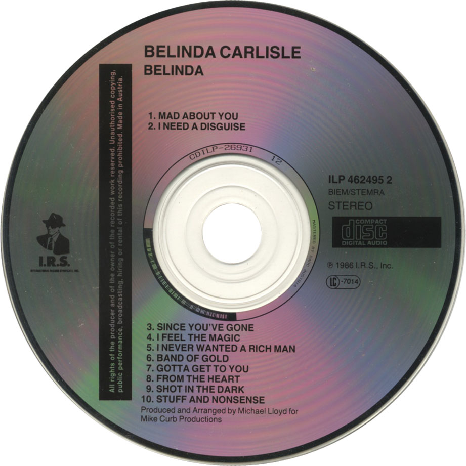 Cartula Cd de Belinda Carlisle - Belinda