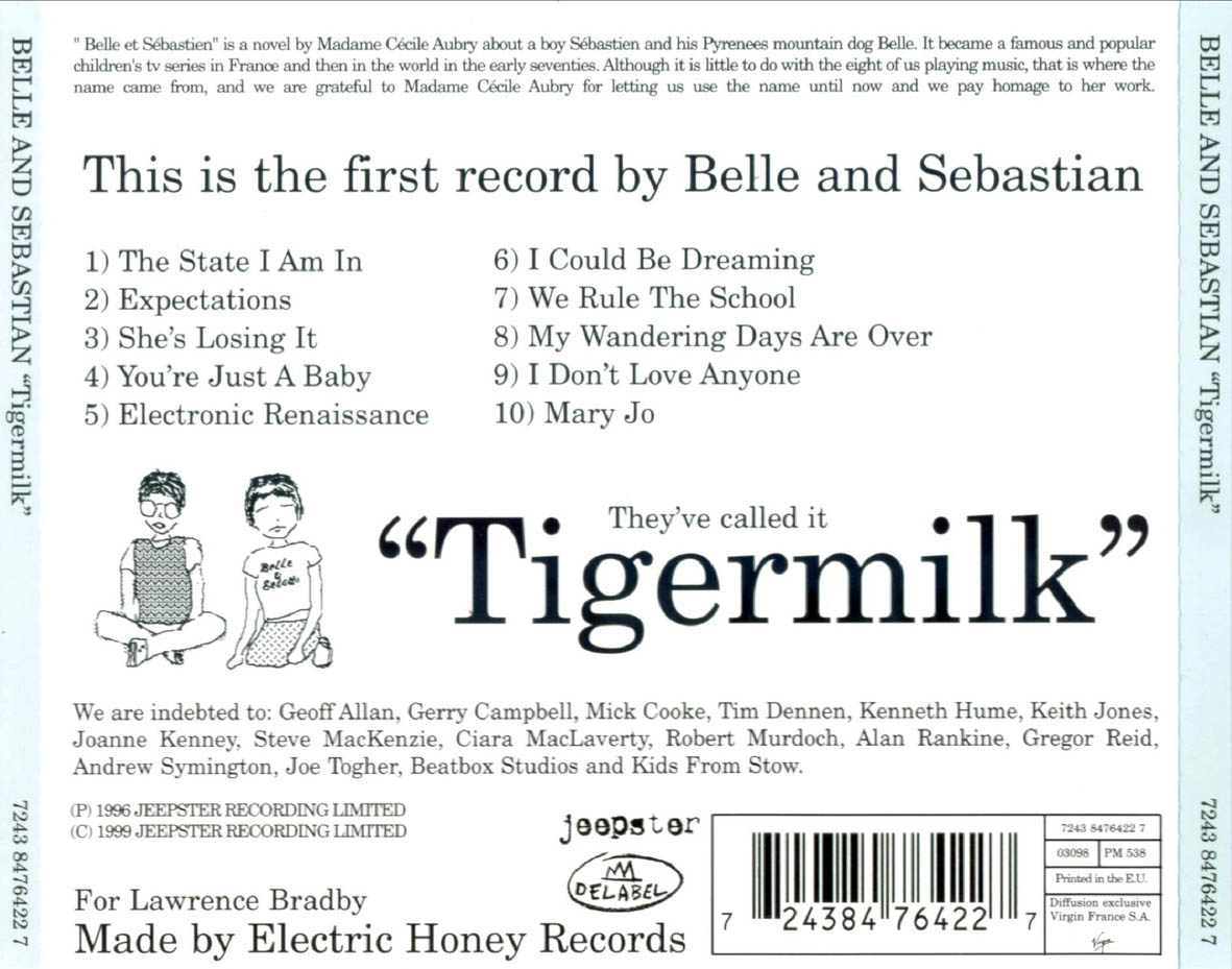 Cartula Trasera de Belle And Sebastian - Tigermilk