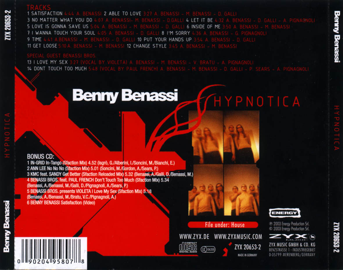 Cartula Trasera de Benny Benassi - Hypnotica