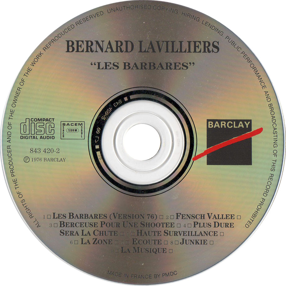 Cartula Cd de Bernard Lavilliers - Les Barbares