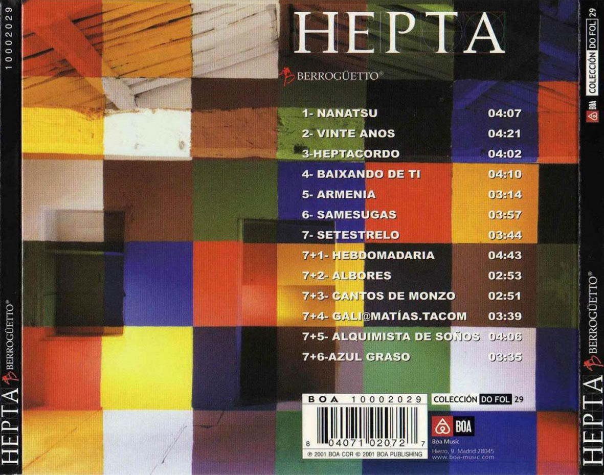 Cartula Trasera de Berrogetto - Hepta