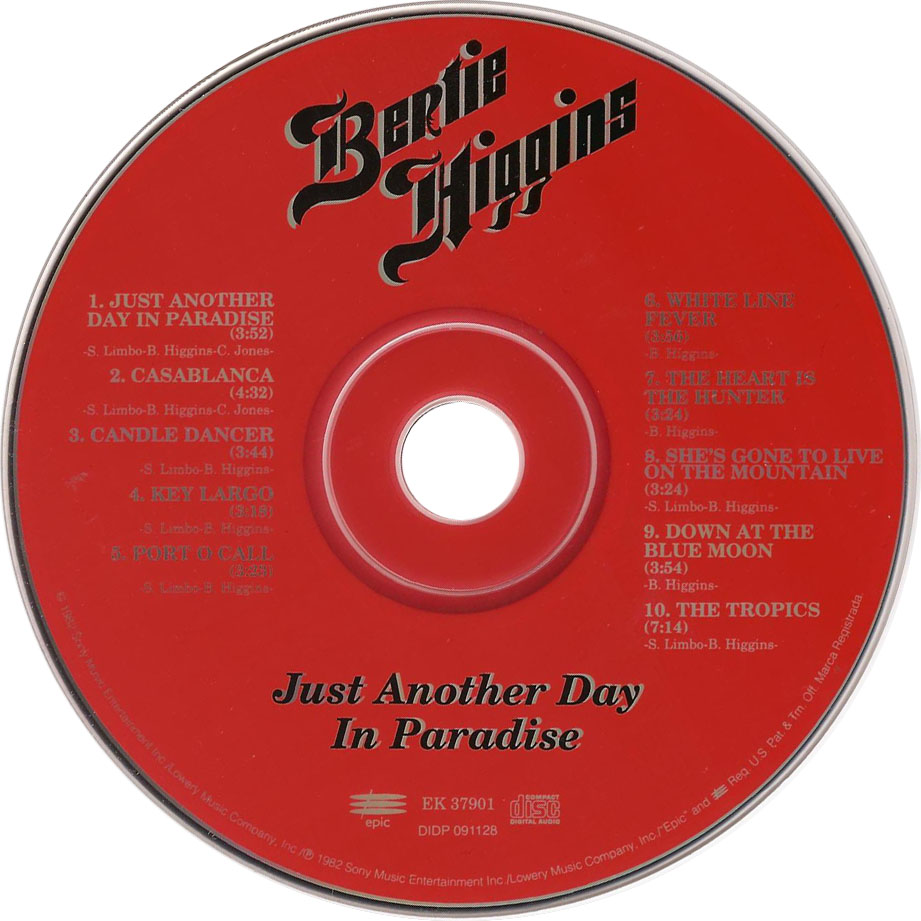 Cartula Cd de Bertie Higgins - Just Another Day In Paradise