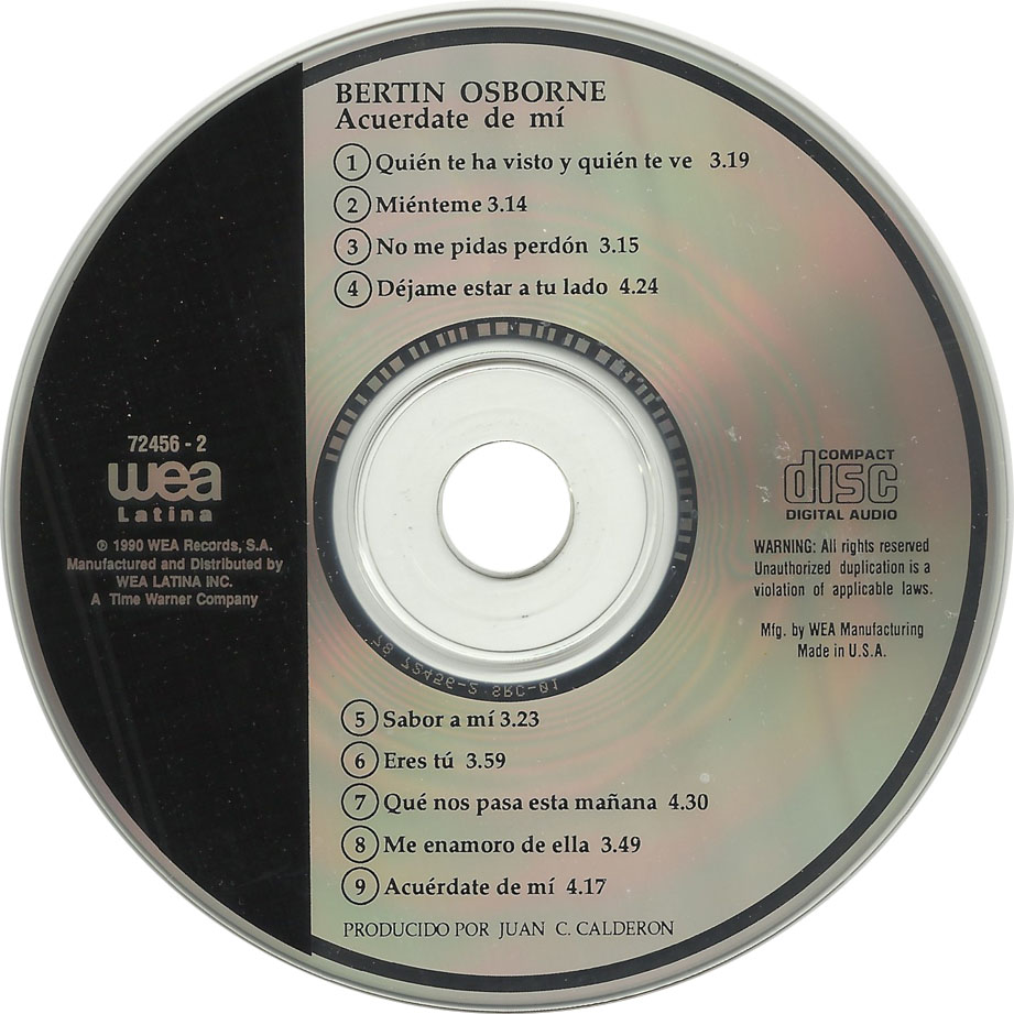 Cartula Cd de Bertin Osborne - Acuerdate De Mi