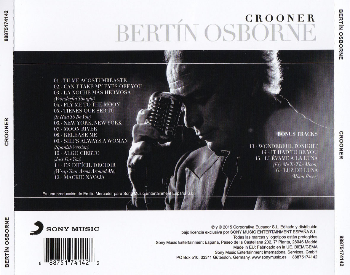 Cartula Trasera de Bertin Osborne - Crooner