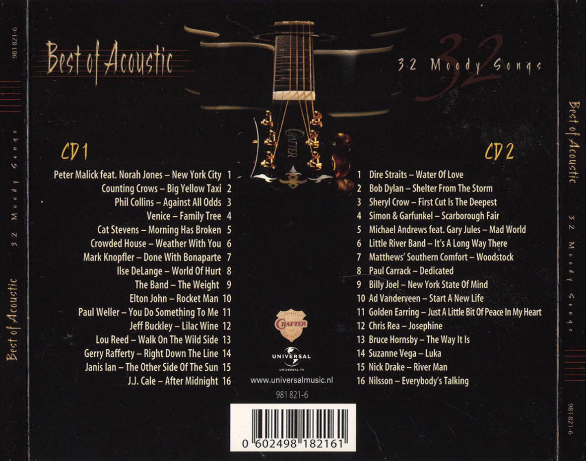 Cartula Trasera de Best Of Acoustic: 32 Moody Songs