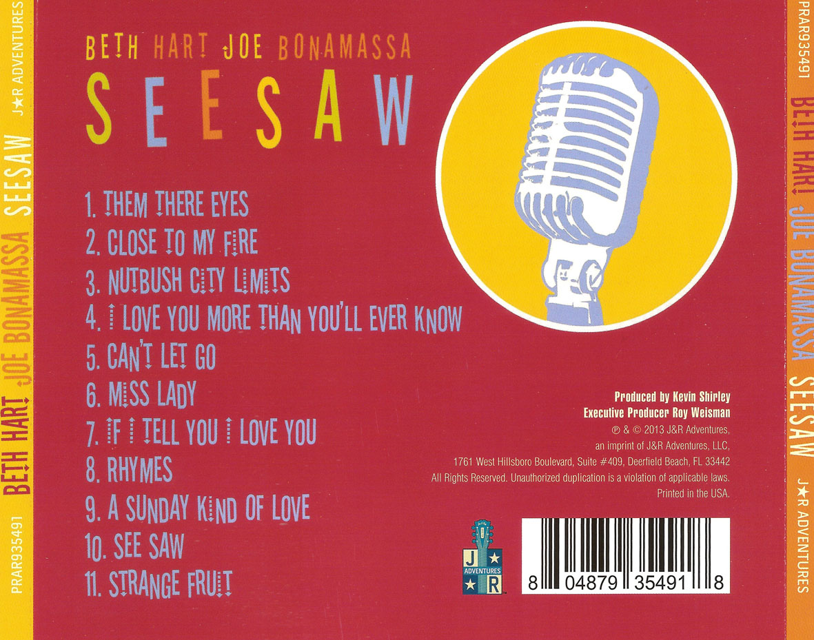 Cartula Trasera de Beth Hart & Joe Bonamassa - Seesaw