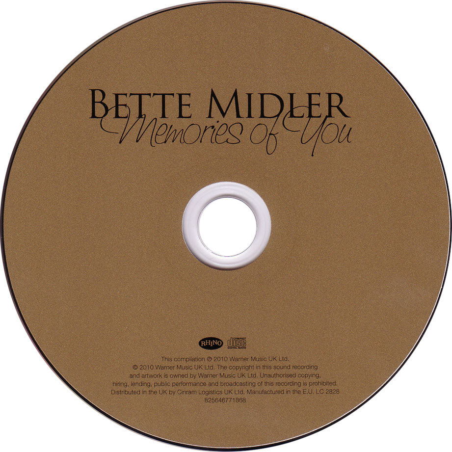 Cartula Cd de Bette Midler - Memories Of You