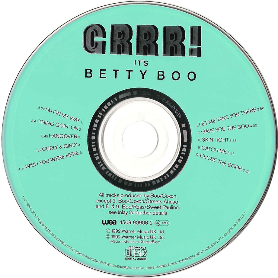 Cartula Cd de Betty Boo - Grrr! It's Betty Boo