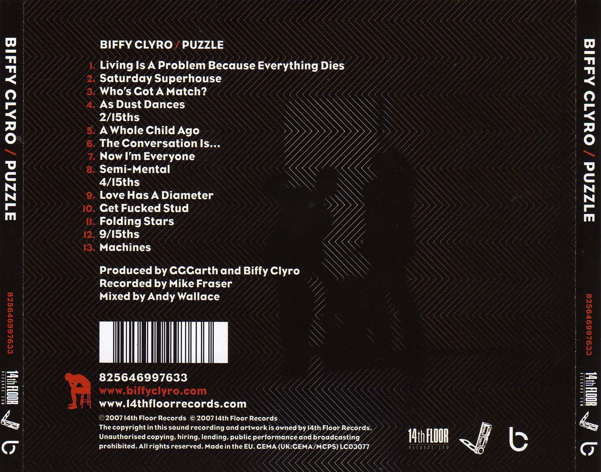 Cartula Trasera de Biffy Clyro - Puzzle