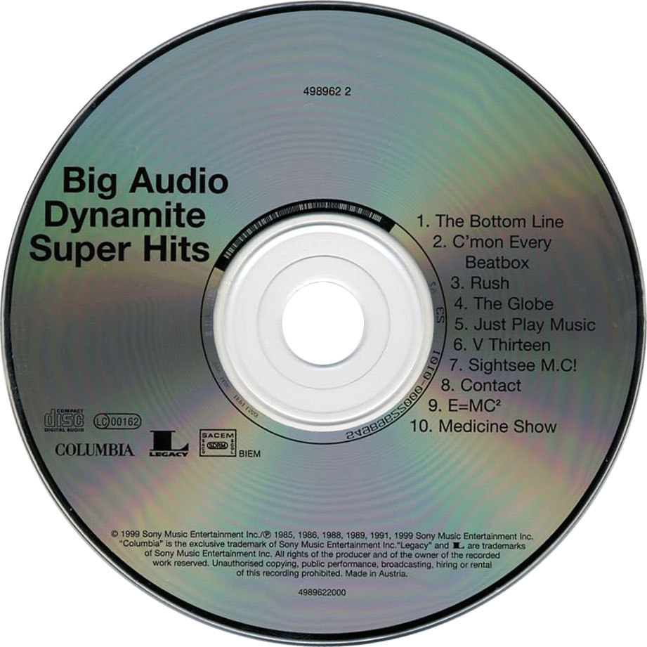Cartula Cd de Big Audio Dynamite - Super Hits