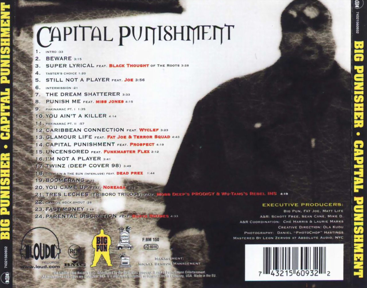 Cartula Trasera de Big Pun - Capital Punishment