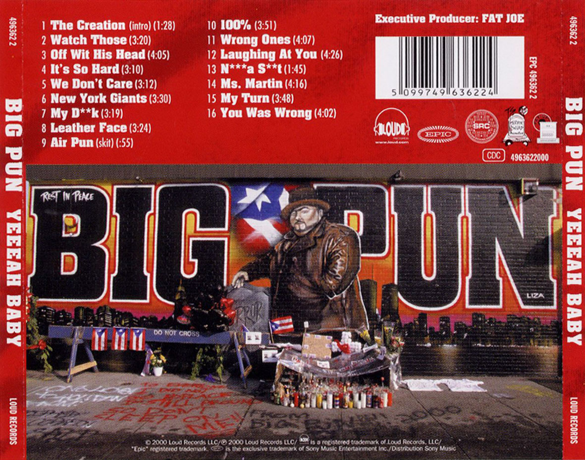 Cartula Trasera de Big Pun - Yeeeah Baby