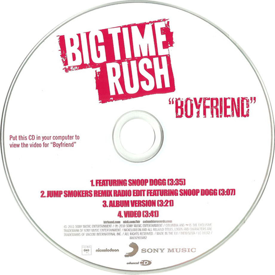 Cartula Cd de Big Time Rush - Boyfriend (The Remixes) (Cd Single)