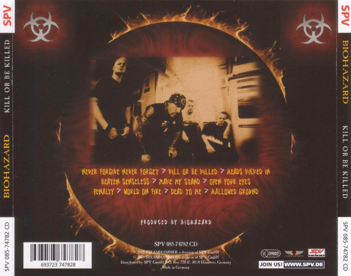 Cartula Trasera de Biohazard - Kill Or Be Killed