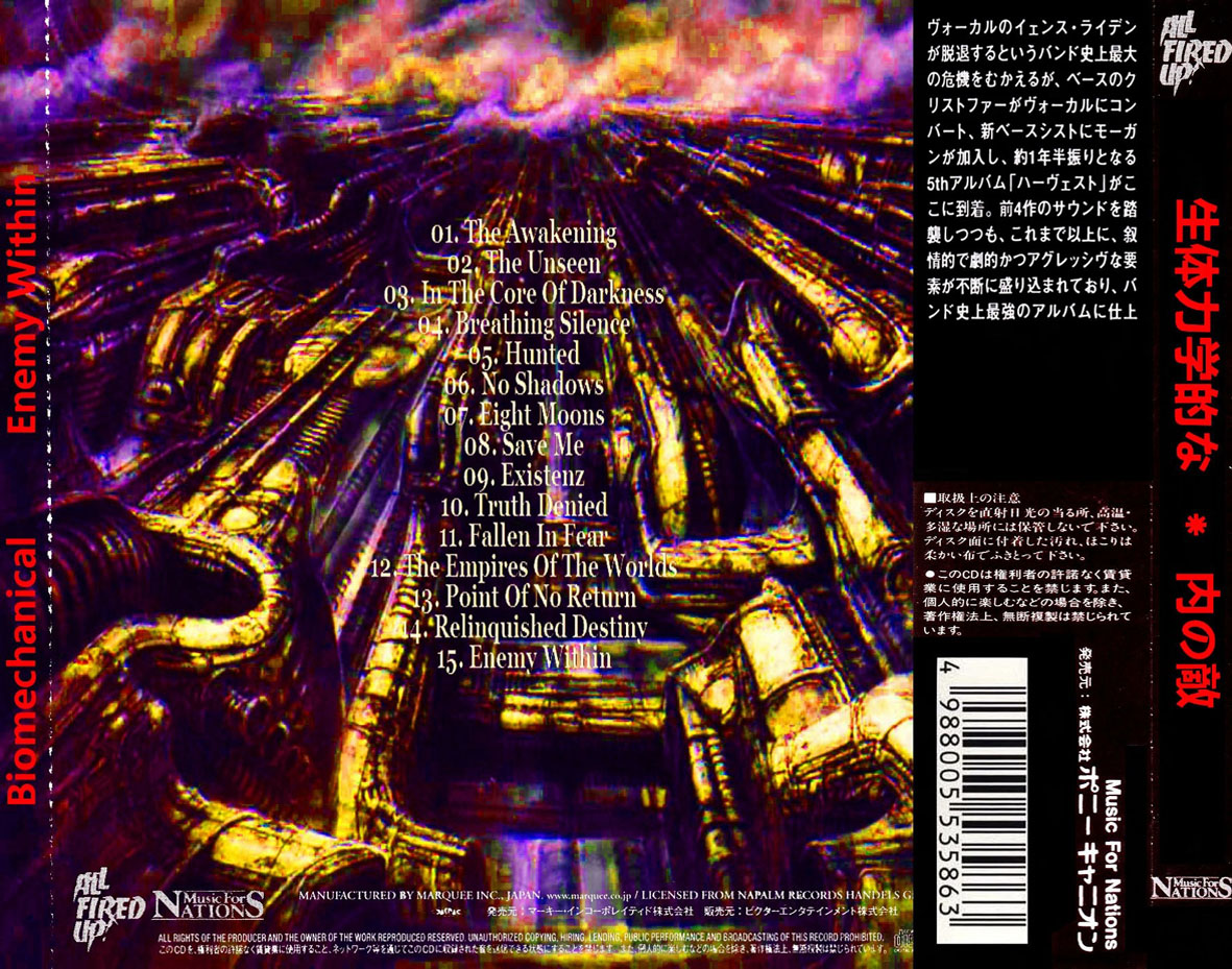 Cartula Trasera de Biomechanical - Enemy Within (Best Songs)