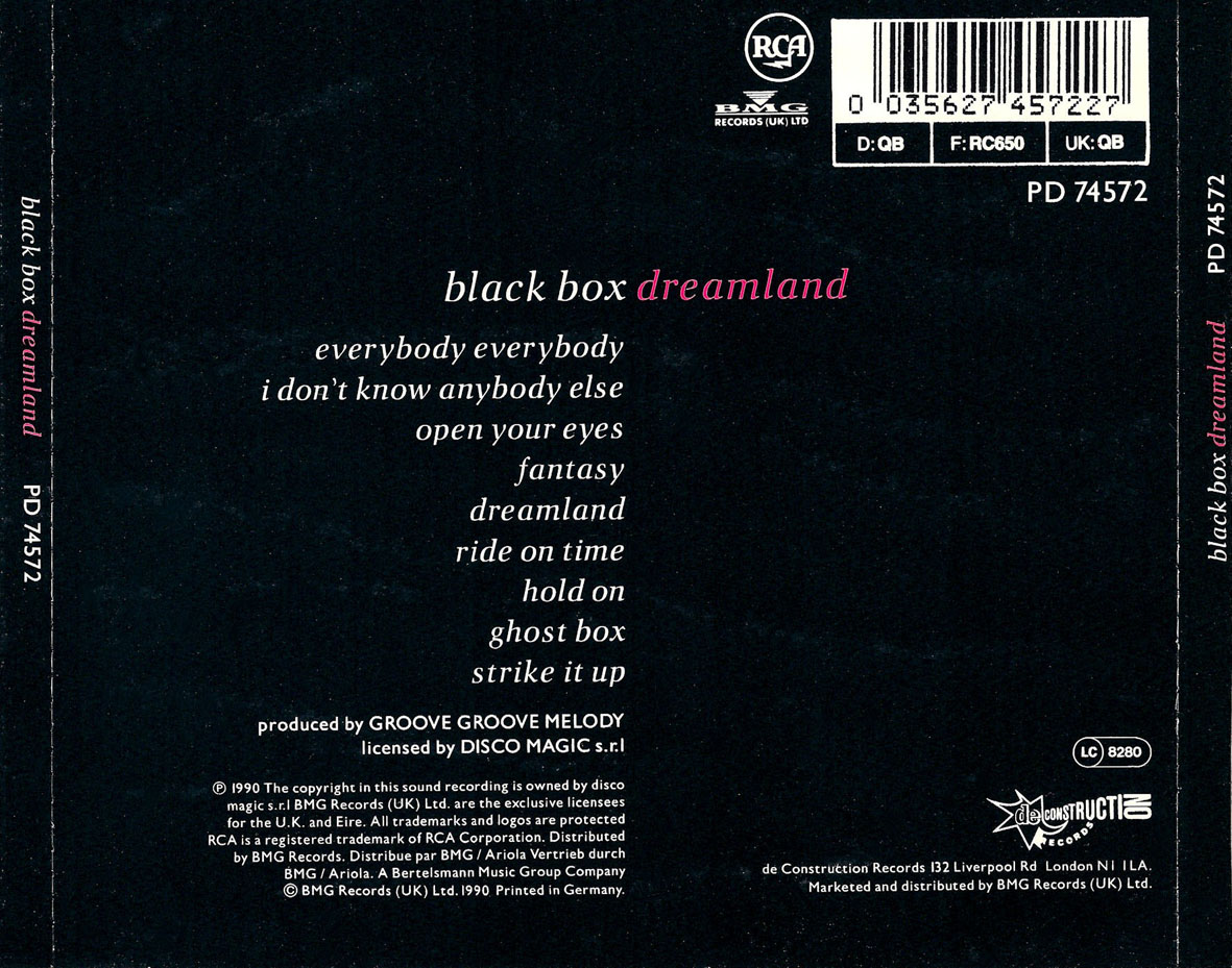 Cartula Trasera de Black Box - Dreamland