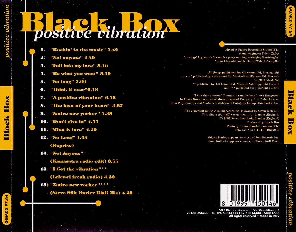 Carátula Trasera de Black Box - Positive Vibration