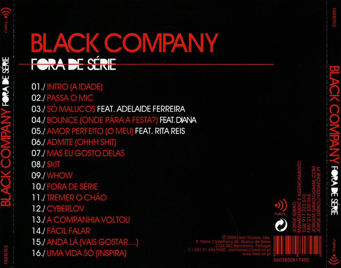 Cartula Trasera de Black Company - Fora De Serie