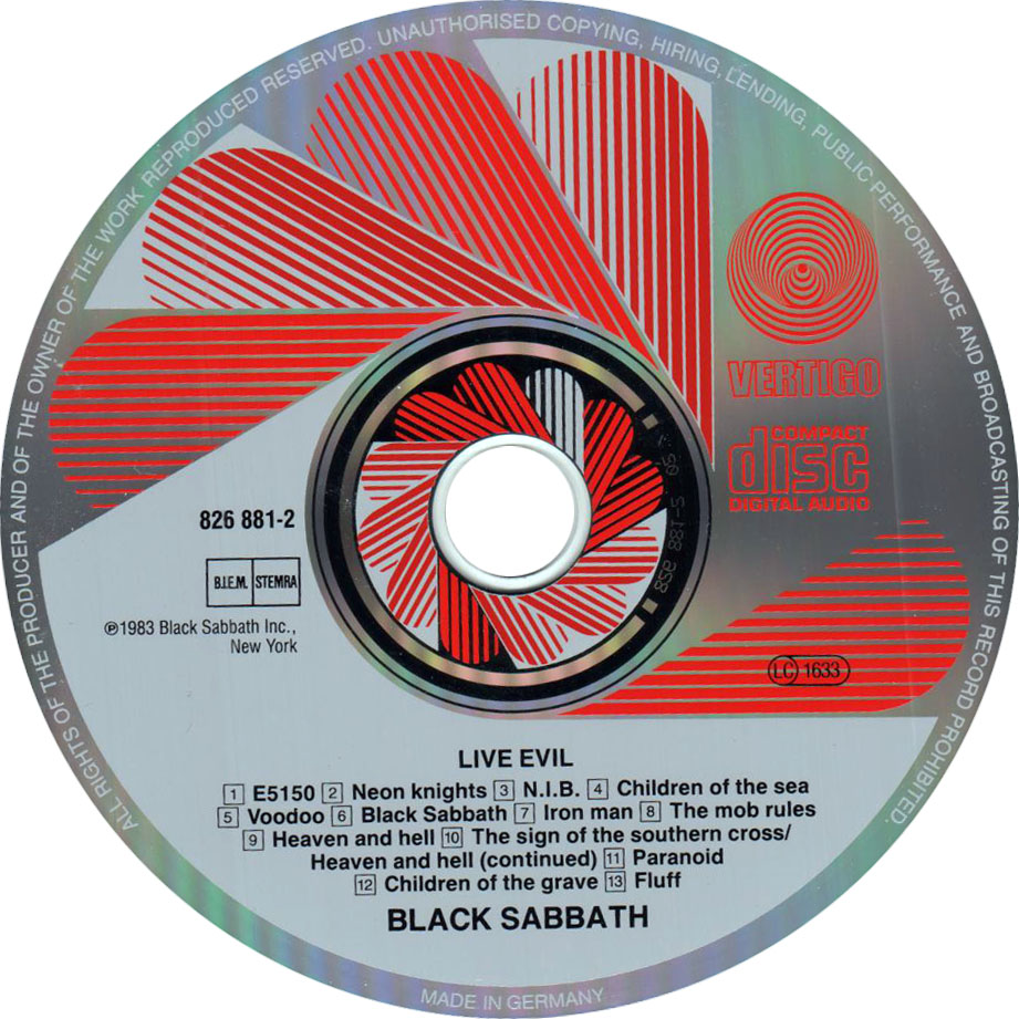 Cartula Cd de Black Sabbath - Live Evil