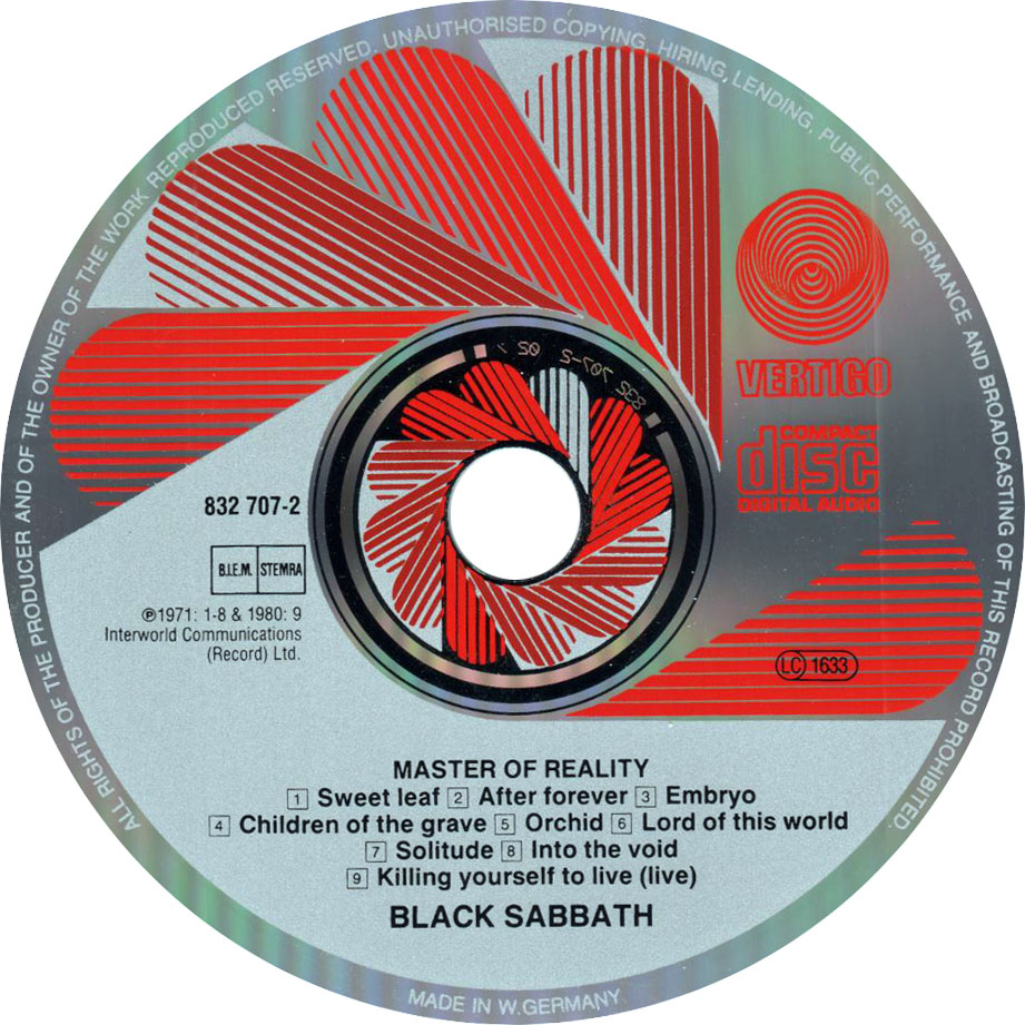 Cartula Cd de Black Sabbath - Master Of Reality
