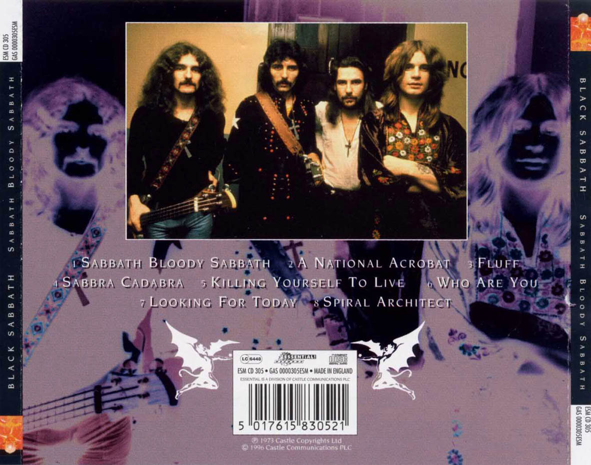 Cartula Trasera de Black Sabbath - Sabbath Bloody Sabbath