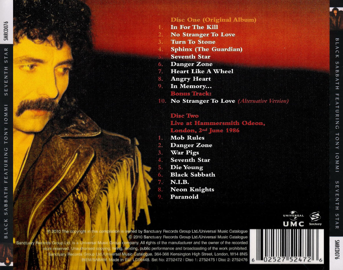 Cartula Trasera de Black Sabbath - Seventh Star (Deluxe Expanded Edition)