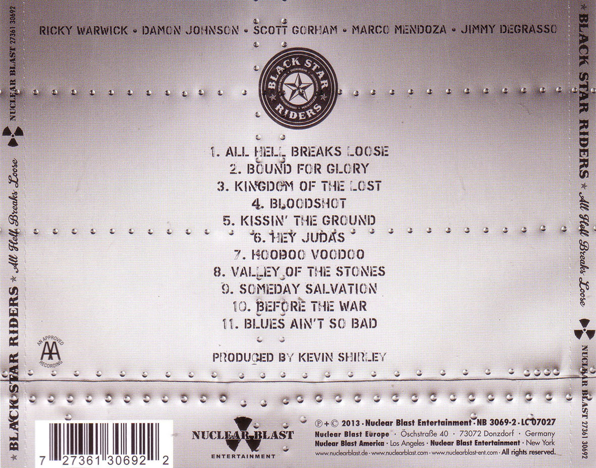 Cartula Trasera de Black Star Riders - All Hell Breaks Loose