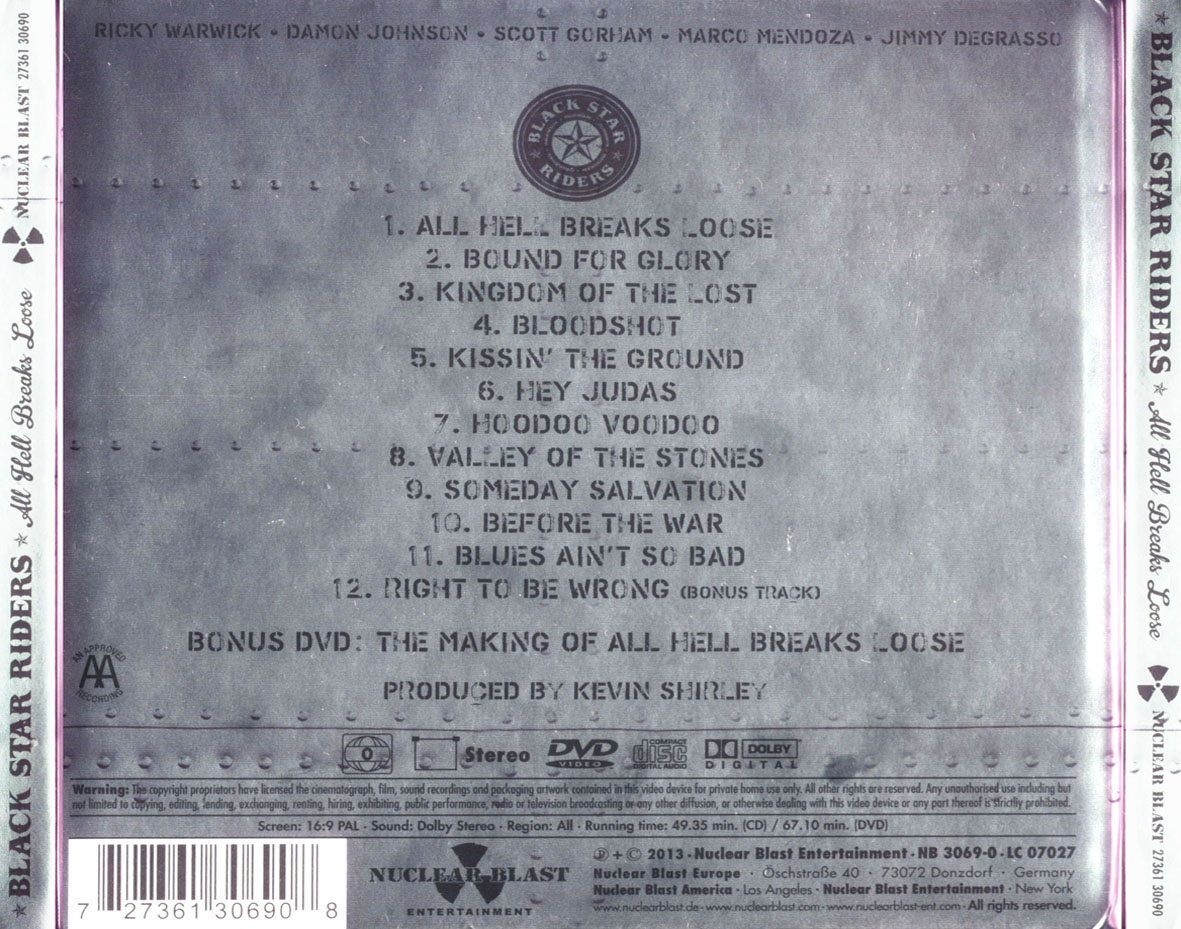 Cartula Trasera de Black Star Riders - All Hell Breaks Loose (Deluxe Edition)