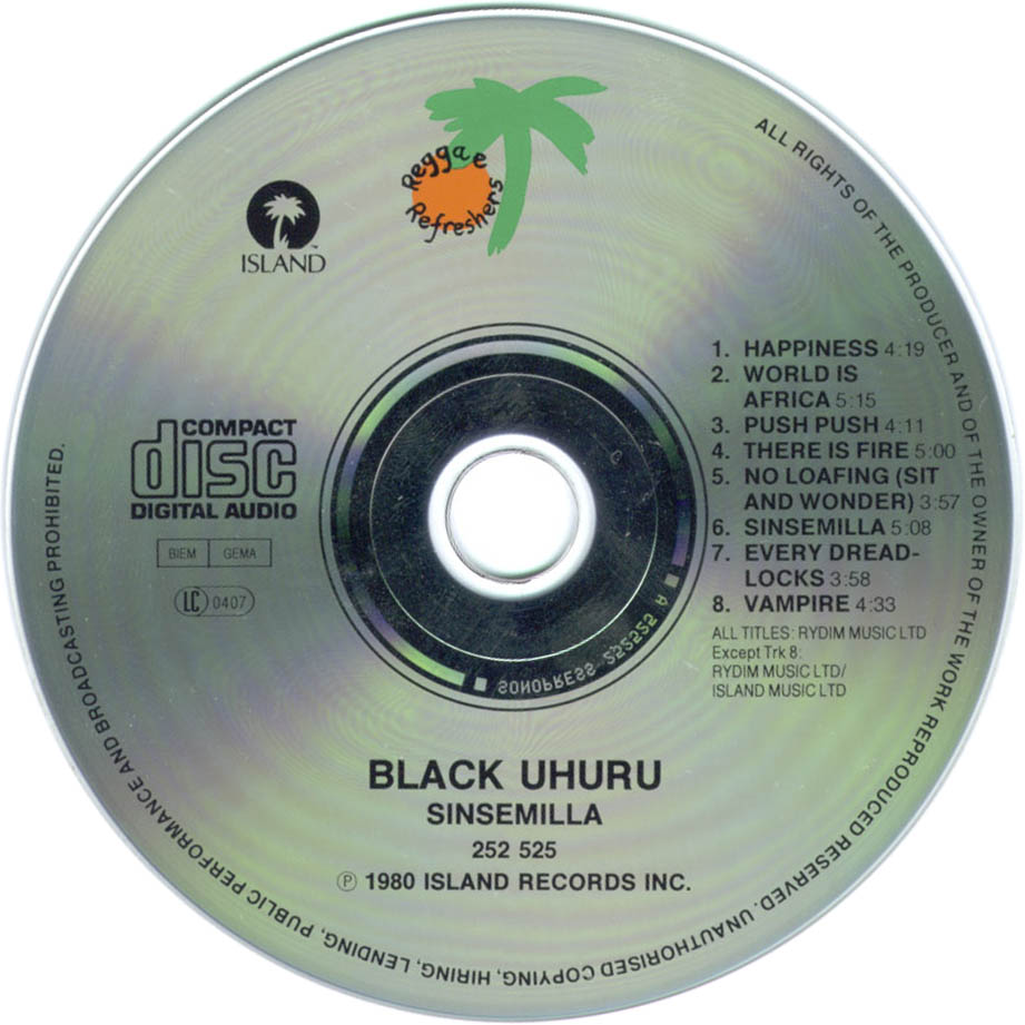 Cartula Cd de Black Uhuru - Sinsemilla