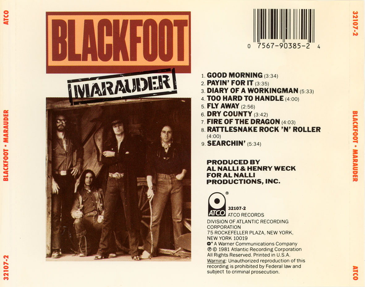 Cartula Trasera de Blackfoot - Marauder