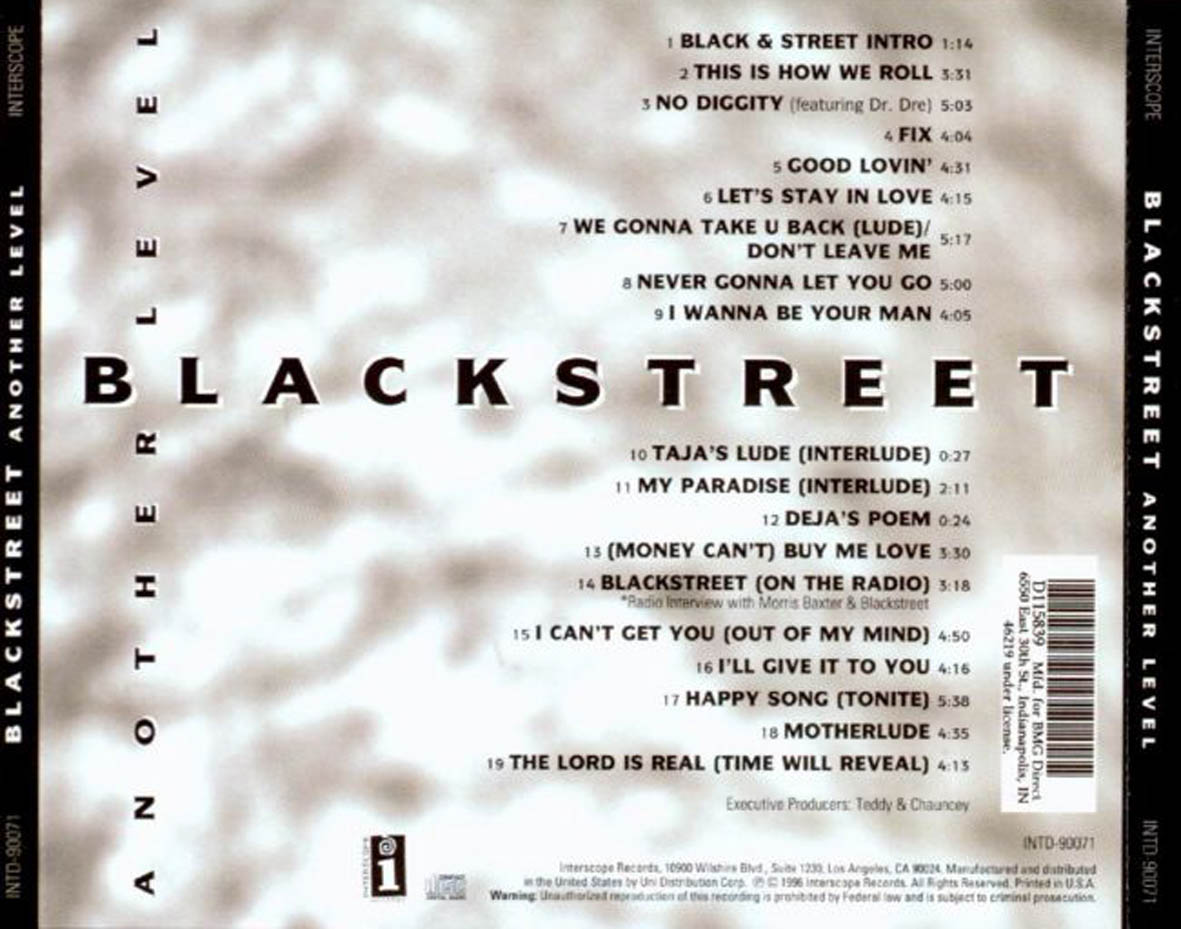 Cartula Trasera de Blackstreet - Another Level